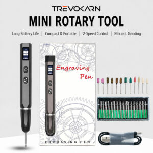 Trevokarn Cordless Electric Engraving Pen Kit – USB Rechargeable, Adjustable Speed Engraver with Replaceable Bits for Metal, Wood, Glass, Jewelry, DIY Crafts & Custom Engraving