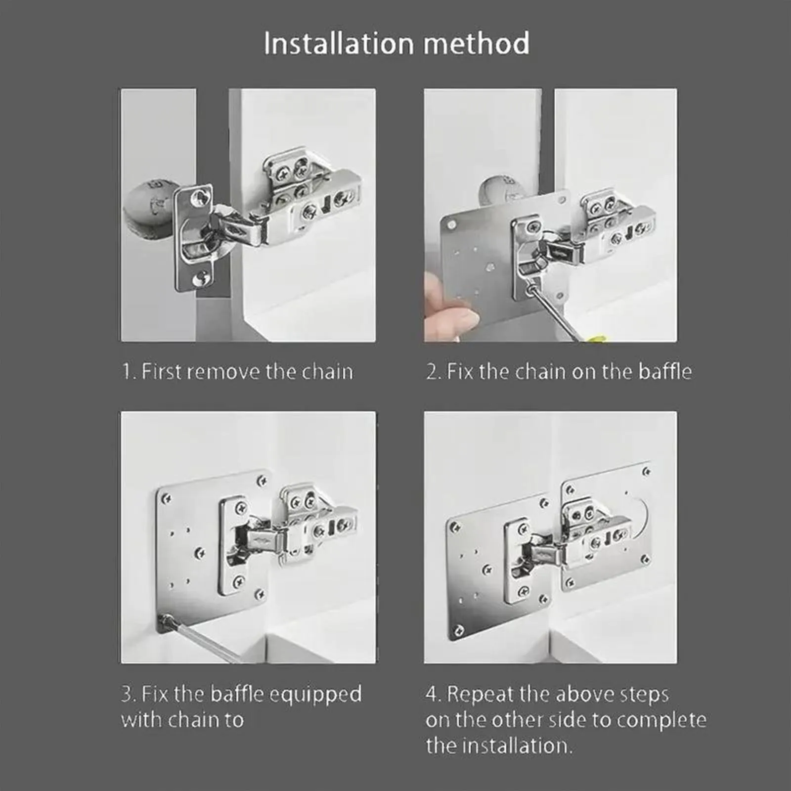 Trevokarn Home Door & Cabinet Repair Tool Kit, All-in-One Cabinet Hinge Repair Set with Drill Locator, Push to Open Latches & Stainless Steel Repair Plates for Kitchen Cabinet DIY Fix - Image 7
