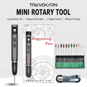 Trevokarn Cordless Electric Engraving Pen Kit – USB Rechargeable, Adjustable Speed Engraver with Replaceable Bits for Metal, Wood, Glass, Jewelry, DIY Crafts & Custom Engraving