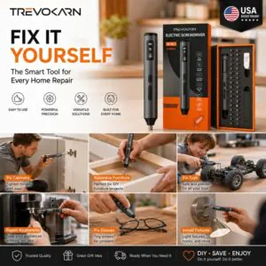 Trevokarn 36-in-1 Electric Screwdriver Kit, 5 Adjustable Torque & LED Light Precision Repair Tool, Type-C Fast Charging for Phone Watch Camera Electronics Repair