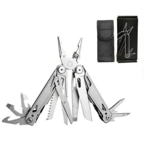 Trevokarn 16-in-1 EDC Multi Tool Pliers with Replaceable Wire Cutters, One-Hand Pocket Knife, Spring Loaded Pliers, Screwdriver Bits & Clip for Camping Survival Everyday Carry