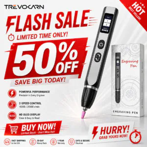 Trevokarn Cordless Electric Engraving Pen Kit – USB Rechargeable, Adjustable Speed Engraver with Replaceable Bits for Metal, Wood, Glass, Jewelry, DIY Crafts & Custom Engraving