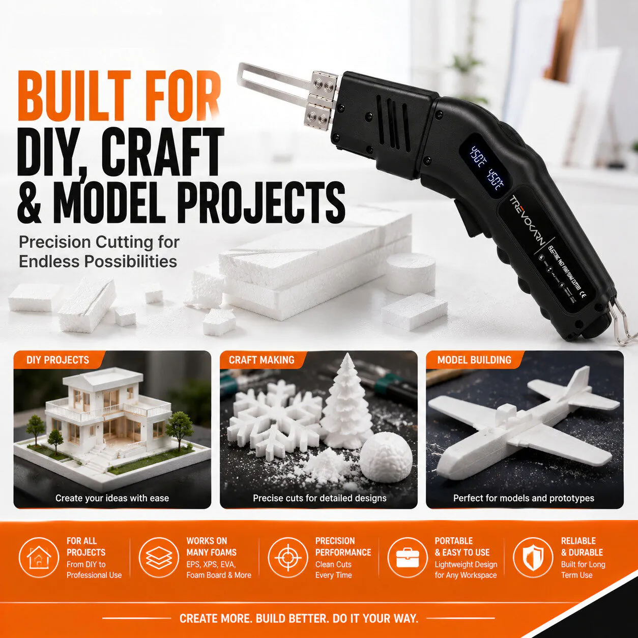 Electric Hot Knife Foam Cutter Kit, High Temperature Foam Cutting Tool for Styrofoam, EVA, PU Foam, DIY Craft Art Modeling - Image 8